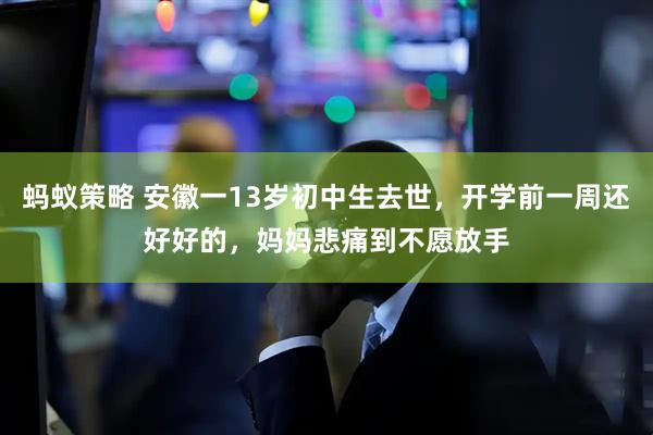 蚂蚁策略 安徽一13岁初中生去世，开学前一周还好好的，妈妈悲痛到不愿放手
